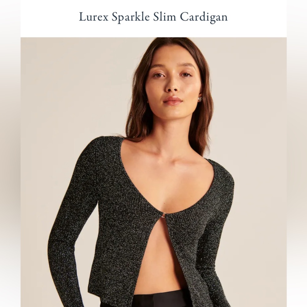 ABERCROMBIE LUREX SPARKLE SLIM CARDIGAN